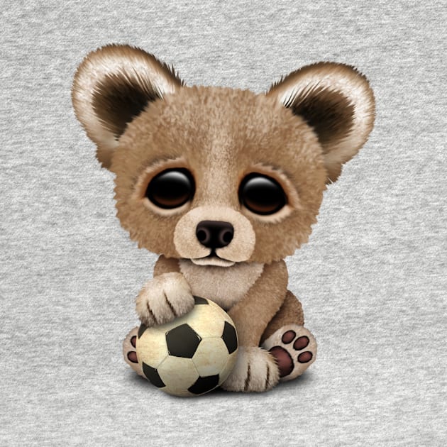 Cute Baby Bear With Football Soccer Ball by jeffbartels